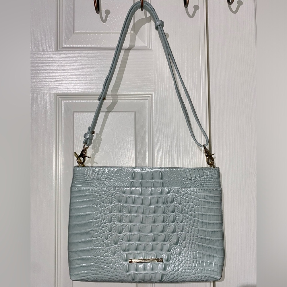 COPY - Light Blue Brahmin Faux Alligator Skin Purse